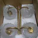 4-Light Bathroom Light Fixtures, 27" Brushed Gold Vanity Lights for Bathroom with Ribbed Frosted Clear Tulip Glass Shade, Vintage Bathroom Vanity Lighting Fixtures Over Mirror for Living Room Hallway