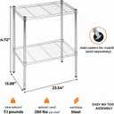 2-Tier Metal Wire Shelf, 250 lb/Shelf, Chrome Rack, 14x24x24 in
