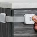 Child Safety Strap Locks (6 Pack) Baby Locks for Cabinets and Drawers, Toilet, Fridge & More. 3M Adhesive Pads. Easy Installation, No Drilling Required, White/Gray