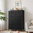 Sweetcrispy Black Dresser for Bedroom with 10 Drawers, Tall Dressers