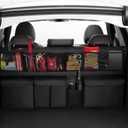 Gluebar Car Trunk Organizer and Storage (41" X 20"), Back Seat Hanging Bag for SUVs, Trucks, and MPVs  Waterproof, Foldable Car Storage Bag with 5 Pockets, Mesh Pocket, and Snap(Black).