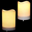Solar Candle,Outdoor Waterproof Flickering Flameless Pillar Led Electronic Candles with built-in Light Sensor Smart Timer,Dusk to Dawn On/Off Automatic,Rechargeable Battery,3X5 Inch,Set of 2
