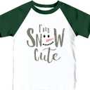 CQF Toddler Christmas Shirts for Kids Cute Snowman Raglan T-Shirts Boys Girls Patchwork Xmas Holiday Tee Green-White (White)