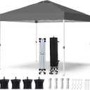 Shades 10x10 Pop Up Canopy with One Push Setup,Heavy Duty Beach Tent with Wheels for Easy Moving, Sun Shelter for Parties,Events, Outdoor Gazebo with 420D Coated Waterproof Grey Fabric