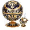 Windproof Ashtray with Lids Metal Portable Cigarette Ashtray for Outdoors and Indoors Use, Hand Stamped Pattern Nice Gift for Men and Women (Navy Blue)