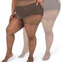 Plus Size Pantyhose for Women Soft Sheer Queen Tights (3X-4X, French Coffee - 2 Pairs)