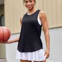 RUNNING GIRL Racerback Running Yoga Athletic Tank Tops for Women, Sleeveless Workout Tank Tops Woman Tennis Shirts (Black, XXL)