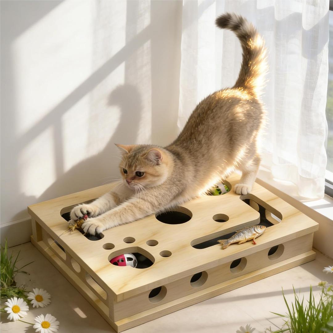 XL Cat Nail File Enrichment Box, Cat Scratch Puzzle Box with Replaceable Filing Pad, Stress-Free Grooming Toy for Indoor Cats