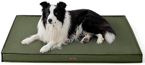 Lesure Outdoor Waterproof Dog Crate Bed Large Sized Dog, Orthopedic Egg Crate Foam Pet Bed with Oxford Fabric Surface and Removable Washable Cover, Pet Mat 35''x22'', Green
