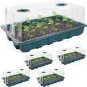 YoleShy 5 Packs Seed Starter Tray with Dome Reusable Plastic Plant Growing Trays with Humidity Domes Lids Thickened Sturdy for Seed Starting Germination Growing Seedling Propagation,14.5"x9"
