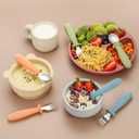 4 x DRKIO 6 Pieces Toddler Utensils Set - Kids Silverware Set with Silicone Handle Children Safe 18/8 Stainless Steel Forks and Spoons Anti-Choke Design Food Grade Dishwasher Safe (Blue/Pink/Green)