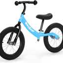 14 Inch Balance Bike for Kids 3-6 Year Old, Bike with No Pedals, Air Rubber Tires, Adjustable Height, Foot Rest, Pedalless Bicycle Boys, Girls (Blue)