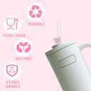 4-Pack 12.2 Reusable 40oz Tumblers Straws, Long Glass Straw with Charms, Pink Bow Replacement Tall Straws/12 in' Cleaning Brush, Coffee,Smoothies, Milkshake, Matcha Lattes, Aesthetic Gift