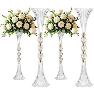 4 Pcs Trumpet Vase 24.8in Clear Acrylic Tall Vases for Centerpieces