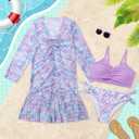 Girls Swimsuit 2 Piece Bikini Bathing Suit with Drawstring Cover Up Girls' Swimwear 9-16 Years