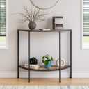 Entryway Table with Storage,Narrow Console Table for Living Room Coffee Table 2-Tier Half Moon Sofa Table,Small Entry Table,Hallway Side Table with Metal Frame,Rustic Brown and Black, 35.4"D x 11.8"W x 32.2"H