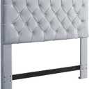 Iconic Home Rivka Headboard Velvet Upholstered Diamond Button Tufted Modern Transitional, Twin, Silver