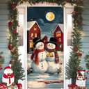 Christmas Snowman Decorations Door Cover,Winter Christmas Xmas Snowman Door Covers Doorway Banners Photography Backdrop Decor for Indoor Outdoor Winter Holiday,35x79 Inch