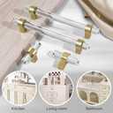 2 x 3-3/4 Inch Brass Cabinet Pulls, Clear Glass Crystal Gold Drawer Pulls and Handles (96mm, 10 Pack)