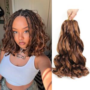 French Curl Braiding Hair 12 Inch Curly Braiding Hair 8 Packs Pre Stretched French Curl Braids Loose Wavy Synthetic Hair Extensions for Black Women (12 inch 8 packs P30/33)