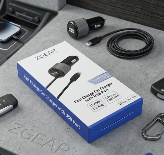 2 x Zgear Fast Charge Car Charger with USB Port