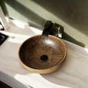 15.8 Inch Round Bathroom Vessel Sink Set
Ceramic Vessel Sink with Faucet and Drain Combo, Above Counter Bathroom Sinks, Natural Earthy Brown Ceramic Sink