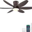Surtime 48In Ceiling Fans with Light and Remote/APP Control, 6-Blade Reversible Motor Ceiling Fan, 3-Color Dimmable Lighting, All-Brown Finish