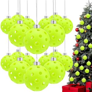 Realspring 18 Pcs Dink Ball Christmas Ornaments Green Balls Christmas Tree Hanging Decor Xmas Tree Decoration Dink Sports Xmas Balls Funny Holiday Gifts for Women Men Dinkball Lovers