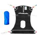 Patient Lift Sling with Commode Opening for Transferring,Positioning,Lifting,Showering,Toileting,with 1pc Easy Slide Glove, Black, Large