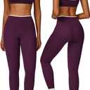 QBGJTD Womens Workout Set Two Piece Spaghetti Straps Color Block Sports Bra Matching High Waist Leggings Gym Work Out Outfits (Medium, Purple)
