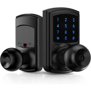 HIDALIFE Keyless Entry Door Lock, Keypad Door Lock with Handle, Smart Locks for Front Door,Touchscreen, One-Touch Toggle for Passage Mode, Matte Black