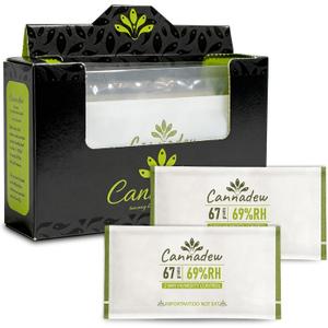 69% RH, 67g (5 Pack) Cannadew Two-Way Humidity Control Pack Moisture Absorbers & Hydration Packets for Storage