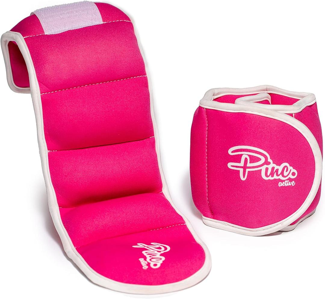 HEALTHYMODELLIFE Ankle Weights Set (2 x 0.5lb Cuffs) - 1lbs in Total - for Women, Men and Kids – Used for Workouts at Home, Pilates, Yoga, Boxing, Dancing and Resistance Training, Pink