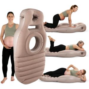 Pregnancy Blow Up Pillow, Belly Mattress for Pregnant Women with Electric Pump, Full Body Maternity Airbed with Hole for Stomach Sleeping, Back Pain & SPD Relief, Gray