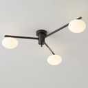 Glass Semi Flush Mount Ceiling Light, Modern Sputnik Chandelier, Bubble Ball Ceiling Light Fixture for Bedroom, Hallway (Black, 3 Lights)