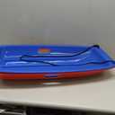 Snow Sled for Kids: 35", Cold-Resistant, Anti-lateral Drift, Included Rope, One Handle per Side, Fast, Stable, Stackable, Easy to Carry, Toboggan Sleds for Snow Days (Blue-Red)