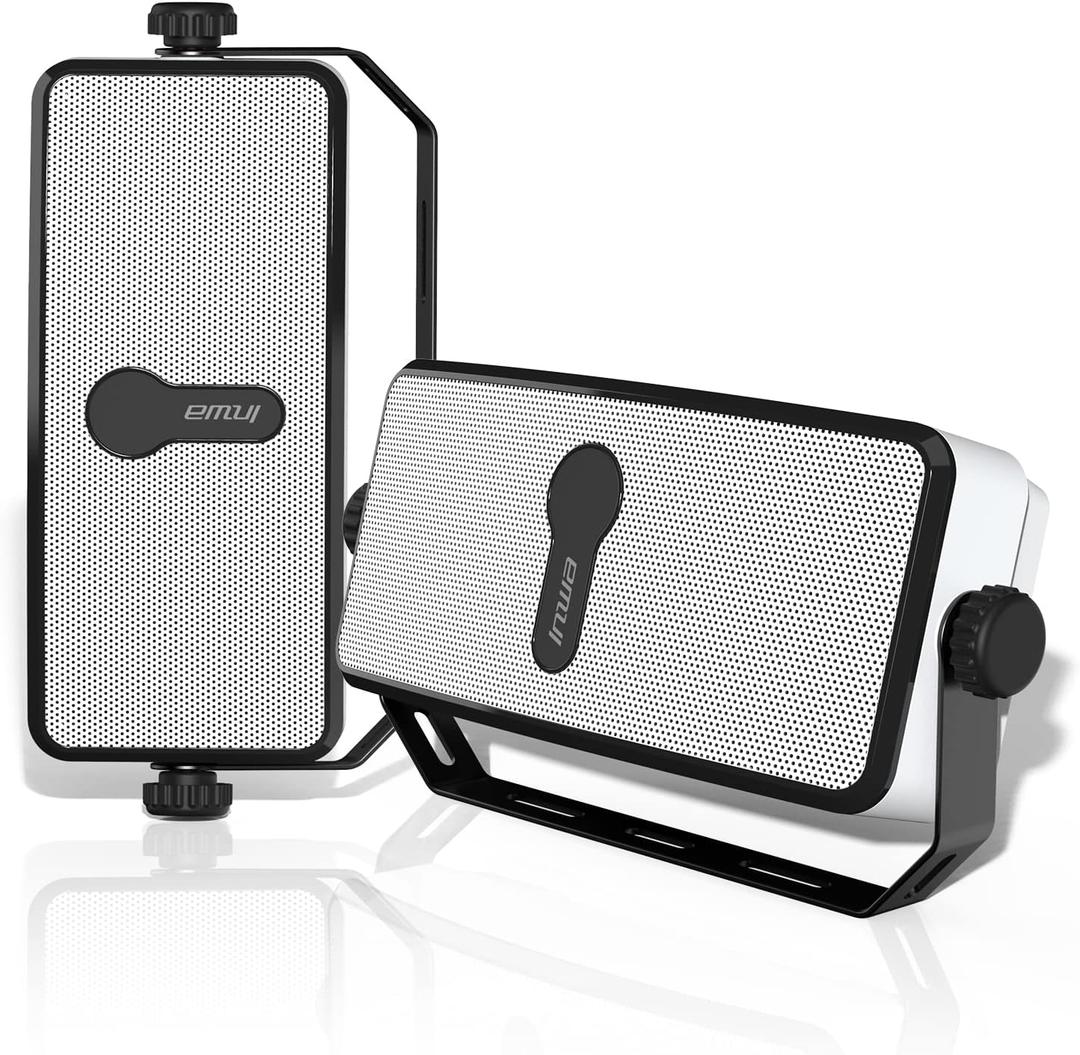 Inwa Bluetooth Outdoor Speaker, IPX5 Waterproof Wall Mount Speaker, Wireless Sync Up to 100 Speakers, Connect Seamlessly to Phone, Computer, Echo Dot, Suitable for Patio, Porch, Gazebo, Garage, 2 PCS