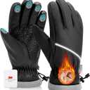Winter Gloves Men Women Waterproof Warm Ski Gloves for Cold Weather Windproof Snow Touch Screen Gloves for Running Cycling Outdoor Work & Sports (Black, L)