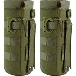 FRTKK Tactical MOLLE Water Bottle Pouch with Drawstring Open Top & Mesh Bottom, Military Water Bottle Holder Bag Sports Travel Hydration Carrier