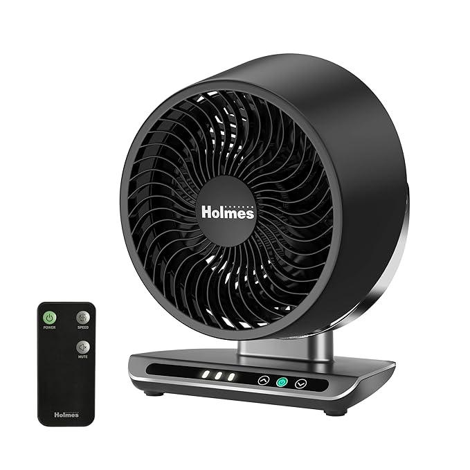 HOLMES Blizzard 8" Air Circulator Digital Fan, 3 Speeds, 90° Adjustable Head Tilt, Capacitive Touch Control, Remote Control, Ideal for Home, Bedroom, Kitchen or Office, Black