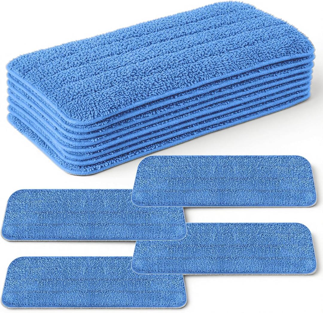 12 Pack Microfiber Replacement Mop Pads, 16''x5.5'' Compatible with Most Reveal Mop Reusable Wet/Dry Replacement Refills for 14 to 16 Spray Mop Heads, Blue