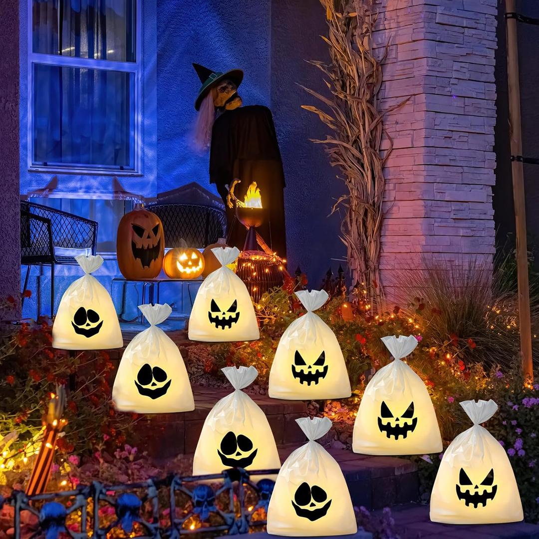 8 Set 3D Halloween Ghosts Yard Signs Lawn Outdoor Decorations 12 INCH DIY Light up Spooky Ghosts Yard Stakes for Lawn Decorations Outdoor Garden Home Party Decor