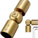 Window Curtain Rod Corner Connector 1 pcs,LISTENJIALE Adjustable Corner Curtain Rod Connector for 1 Inch Bay Window(Gold)
