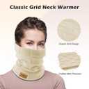 Adults Knit Thermal Neck Warmer Gaiter | Windproof Fleece-Lined Face Mask | Unisex Winter Scarf for Work & Ski Gear (Beige)