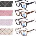 ZONLON 4 Pack Progressive Multifocus Reading Glasses for Women Stylish Blue Light Blocking Computer Readers (4 Mix C1, 1.0)