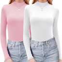 Zeagoo Womens Long Sleeve Shirts Mock Neck Basic Slim Fitted Tops Lightweight Stretch Base Layer T-Shirt (Medium)