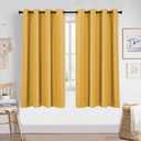 Blackout Yellow Curtains 63 Inches Long for Girls Room Bedroom Window Treatment Thermal Insulated Room Darkening Grommet Summer Kids Mustard Yellow Curtains Drapes for Living Room 1 Pair 52W x 63L