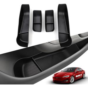 Jaronx Compatible with 2021-2026 Tesla Model S Door Side Organizer, 4PCS Front Rear Doors Pockets Inserts Storage Tray for Tesla Model S Accessories 2021 2022 2023 2024 2025 2026