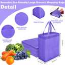Windyun 200 Pcs Reusable Tote Bag Bulk 8 x 4 x 10 Inch Non Woven Shopping Bag with Handle Portable Grocery Bags Gift Tote for Merchandise Events Parties Boutiques Retail Stores (Purple)