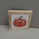 Fall Decor, Rustic Pumpkin Wood Signs, Fall Decors for Home Office Coffee Station, Pumpkin Harvest Sign, Wooden Box Sign for Desk Table Shelf Decoration, Seasonal Decorative Signs 5.9x5.9 inches (Autumn 01)